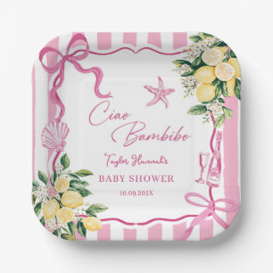 Pink Girls Lemon Ciao Baby Italian Baby Shower Paper Plates