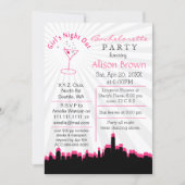 pink girls night out in city Bachelorette Party Invitation (Front)