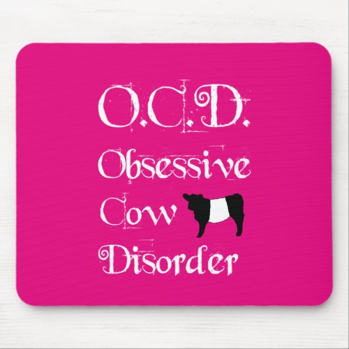 PINK Girls OCD Obsessive Cow Disorder Belties Mouse Pad