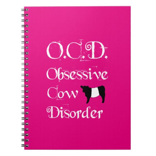 PINK Girls OCD Obsessive Cow Disorder Belties Notebook