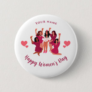 Pink girl's party Personalized Women's day Button