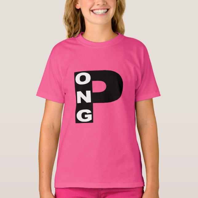 Pink Girls PING PONG T-shirt (Front)