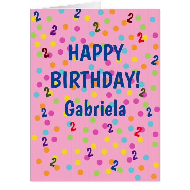 Pink Girl's Rainbow Polka Dots Giant Birthday  Card (Front)