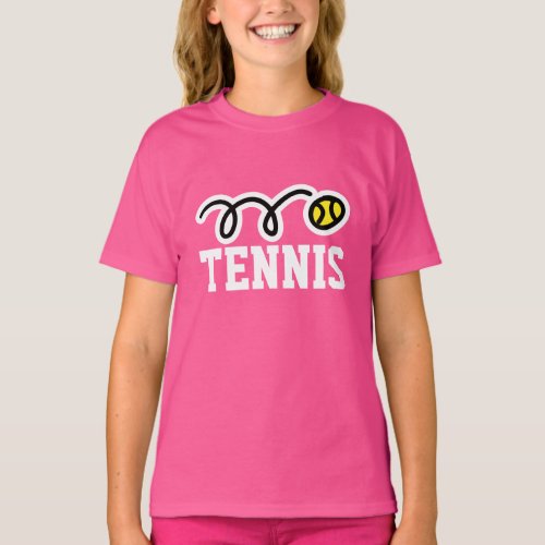 Pink girls sport t shirt for junior tennis player