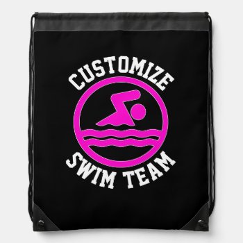 Pink Girls Swimming & Diving Custom Swim Team Name Drawstring Bag by SoccerMomsDepot at Zazzle
