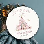 Pink Girls Tent Sleepover Slumber Birthday Party Round Paper Coaster<br><div class="desc">If you need any other matching product or customization,  kindly message via Zazzle.</div>