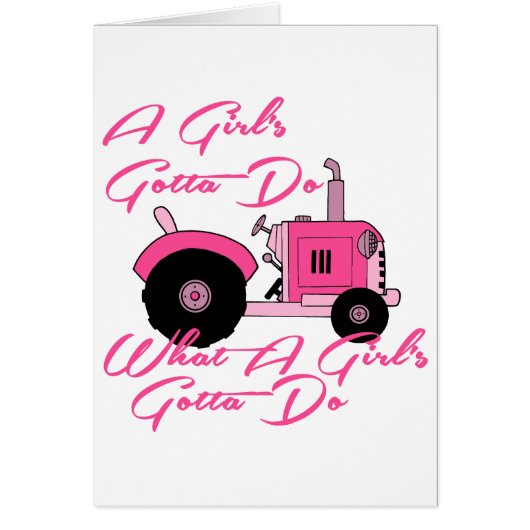 Pink Girls Tractor Cards (Front)