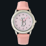 Pink girls watch | personalized letter B monogram<br><div class="desc">Pink girls watch | personalized letter B monogram. Cute personalizable gift idea for little kids. Custom chirldren's watch with first name initial. Girly design.</div>
