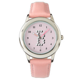 Pink girls watch | personalized letter B monogram