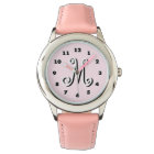 Pink girls watch | personalized letter monogram