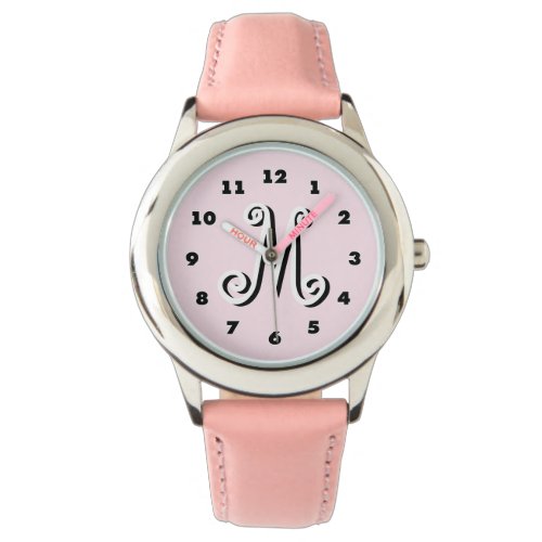 Pink girls watch | personalized letter monogram
