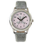 Pink girls watch | personalized letter monogram