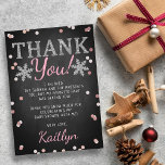 Pink Girl's Winter Christmas Baby Shower Thank You Card<br><div class="desc">Say thank you in style with these trendy baby shower thank you cards. The template wording is easy to personalize and your family and friends will be thrilled when they receive these fabulous thank yous.</div>