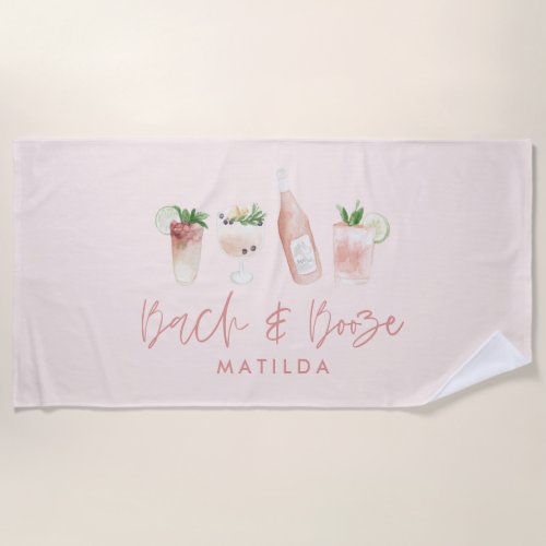 pink girly bach  booze bachelorette weekend chic  beach towel