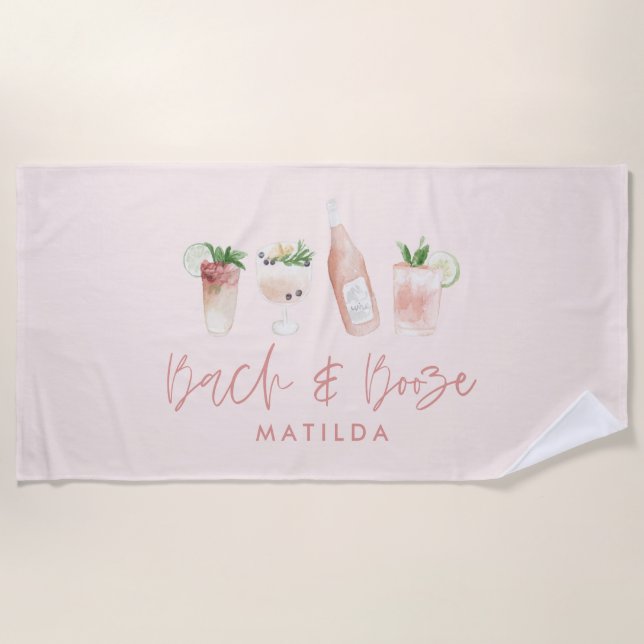pink girly bach & booze bachelorette weekend chic  beach towel (Front)