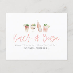pink girly bach & booze bachelorette weekend chic invitation postcard