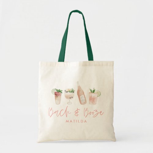 pink girly bach  booze bachelorette weekend chic tote bag