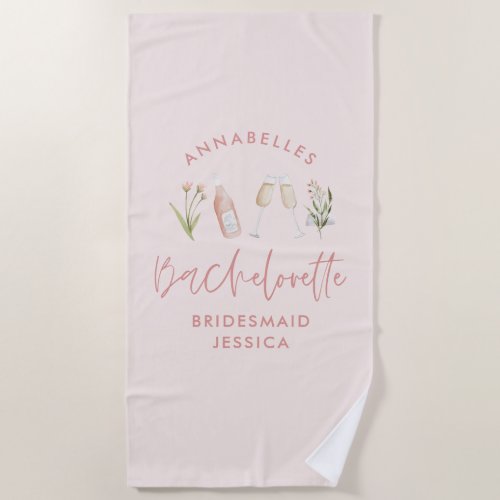 pink girly bachelorette floral cocktail elegant be beach towel