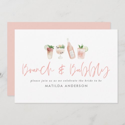 Pink girly bachelorette weekend brunch  bubbly invitation