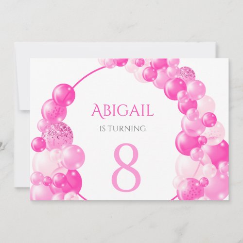 Pink Girly Balloon Arch Birthday Party Invitation