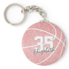 pink girly basketball keychain w jersey number