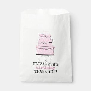 Pink Girly Birthday Cake Thank You Guest Favor Bag