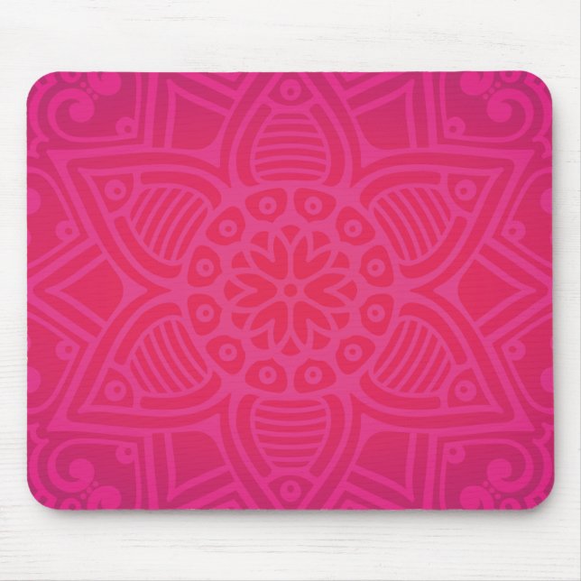 Pink Girly Boho Flower Design Mouse Pad (Front)