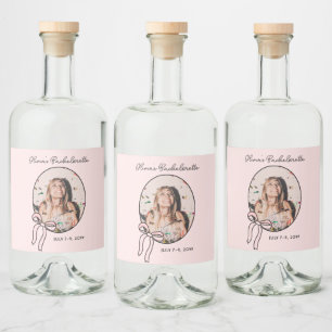 Pink Girly Bows & Babes Bachelorette Custom Wine Liquor Bottle Label