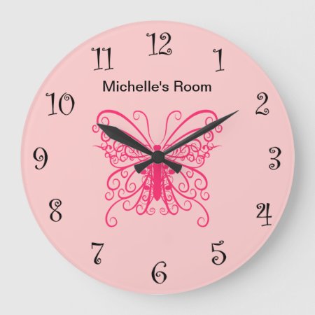Pink Girly Butterfly Clocks