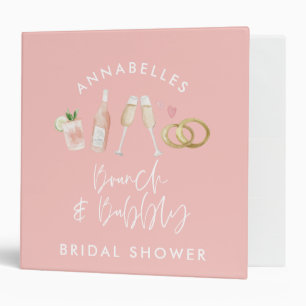pink girly champagne bridal shower  3 ring binder