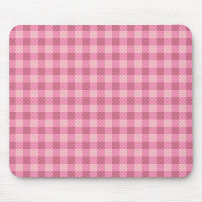 Pink girly checkered carbon fiber patterned mouse pad (Front)