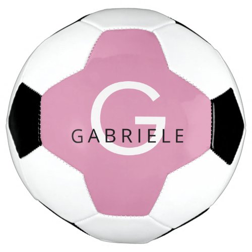 Pink Girly Custom Name and Monogram Letter Soccer Ball