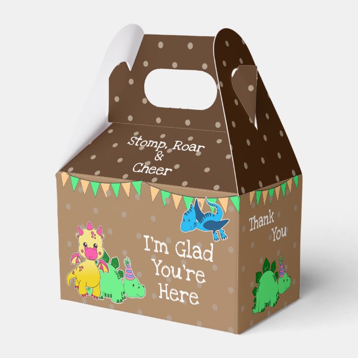 Pink Girly Cute Baby Dinosaur Kids Party Favor Box | Zazzle.com