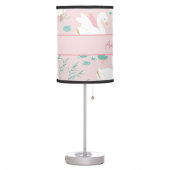 Pink girly cute swan floral elegant beautiful table lamp (Left)