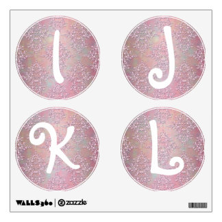 Pink Girly Damask Alphabet Letters, I, J, K, L Wall Decal