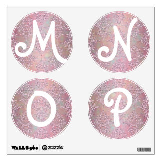 PInk Girly Damask Alphabet Letters M N O P Wall Sticker