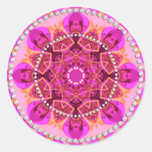 Pink Girly Delight Geometry Mandala Classic Round Sticker