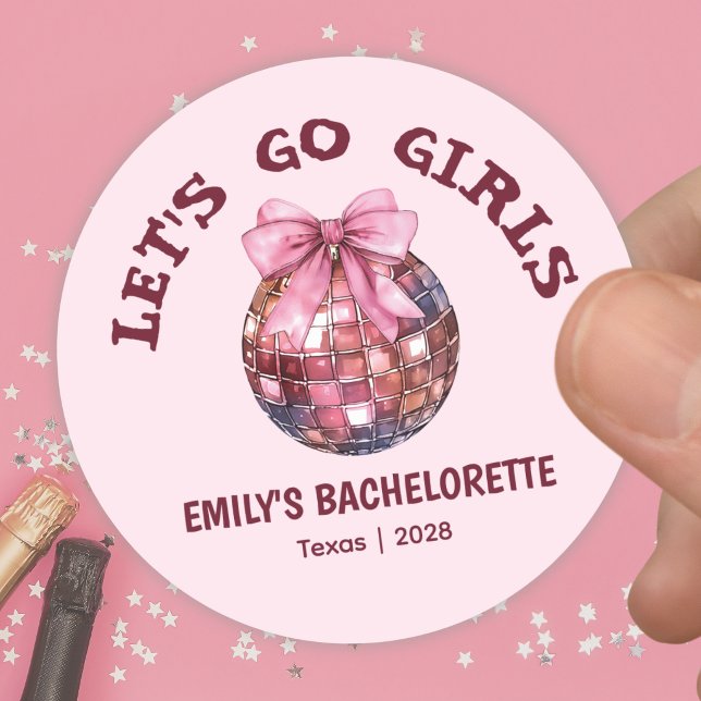 Pink Girly Disco Ball Bachelorette Classic Round Sticker (Creator Uploaded)