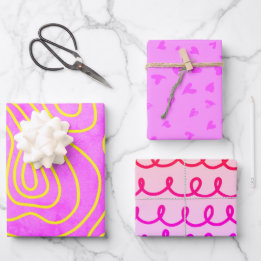 Pink girly doodle pattern wrapping paper sheets