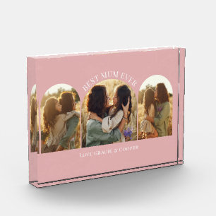 Pink girly elegant arch multi photo best mum block