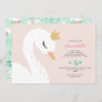 Pink girly elegant cute beautiful swan children's  invitation