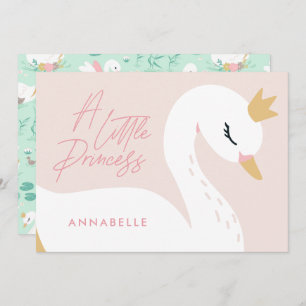 Pink girly elegant cute beautiful swan children's invitation