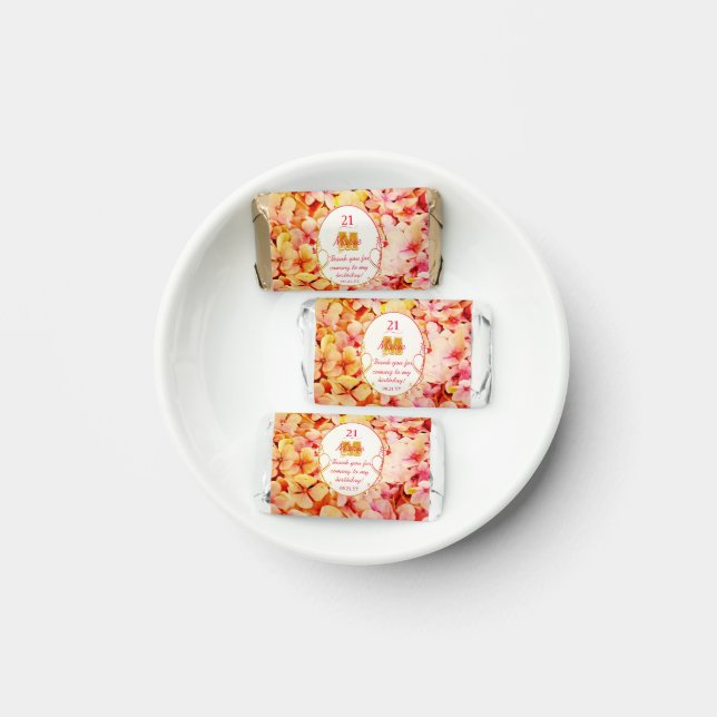 Pink Girly Elegant Floral 21st Birthday Thank You Hershey's Miniatures (Plate)