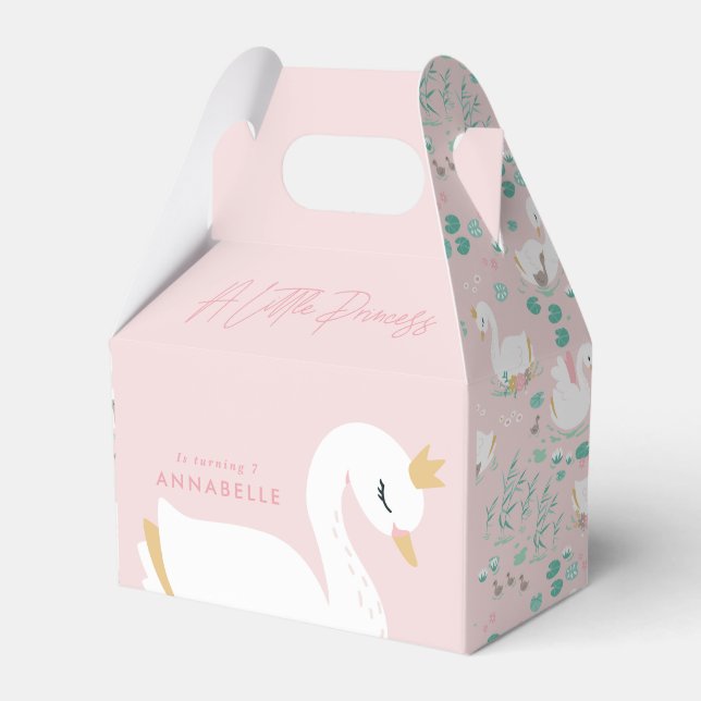 Pink girly elegant photo beautiful swan party favo favor boxes (Front Side)