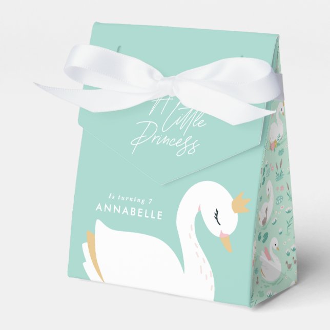 Pink girly elegant photo beautiful swan party favor boxes (Front Side)