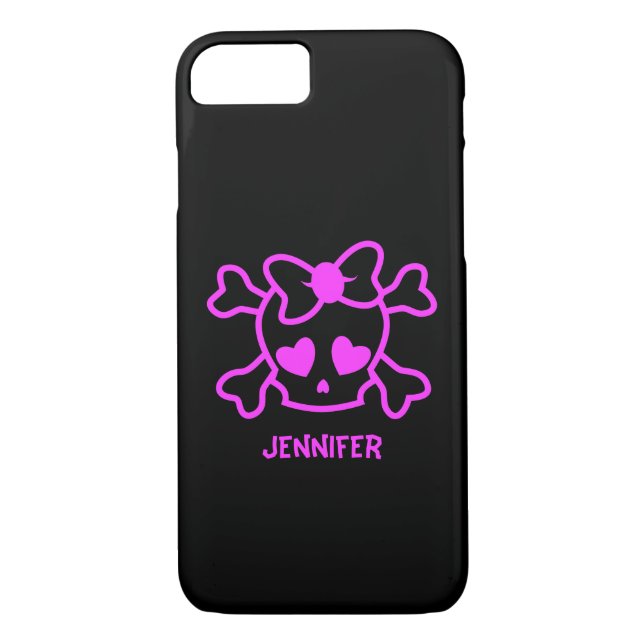 Pink girly emo skull with bow Case-Mate iPhone case (Back)