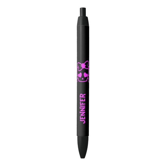 Pink girly emo skull with bow pen (Front Vertical)
