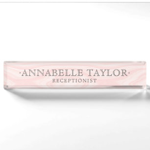 Pink Girly Feminine Business Company Desk Name Plate