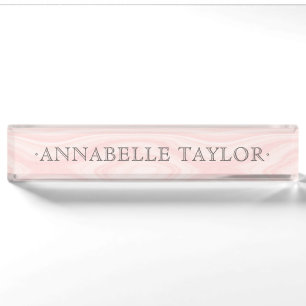 Pink Girly Feminine Business Company Desk Name Plate
