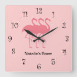 Pink Girly Flamingo Clocks at Zazzle